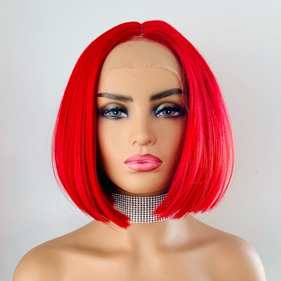 Stunning & Classic Red Lace Front Premium Fiber Bob Style Wig! - Picture 1 of 9